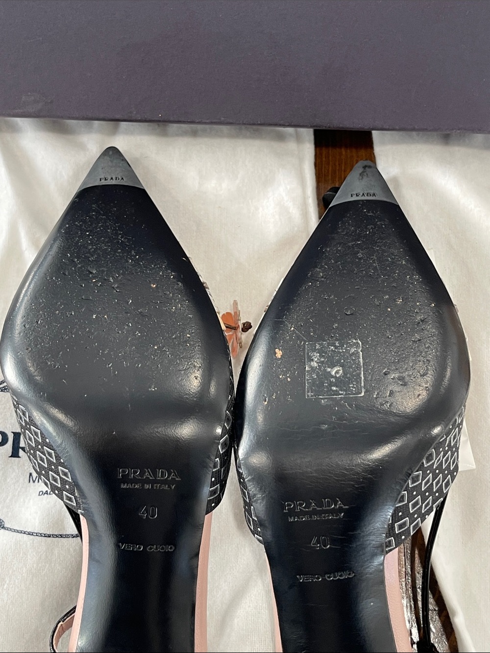 Prada Women’s Vintage Kimono Slingback Heels Size 40 Made in Italy Floral Rare - Picture 7 of 9